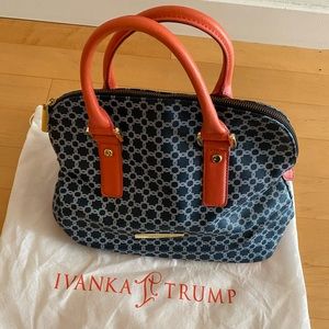 RARE Ivanka Trump Navy Coral Bag Tote Handbag Satchel Dust Bag w/ Shoulder Strap